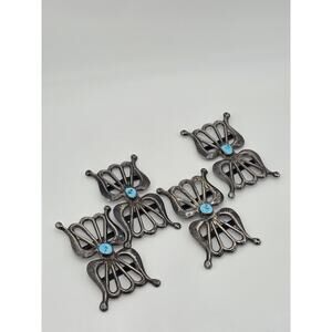 VTG Native American Sterling Silver Turquoise 4 Pc. Concho Set - 118.5 Grams